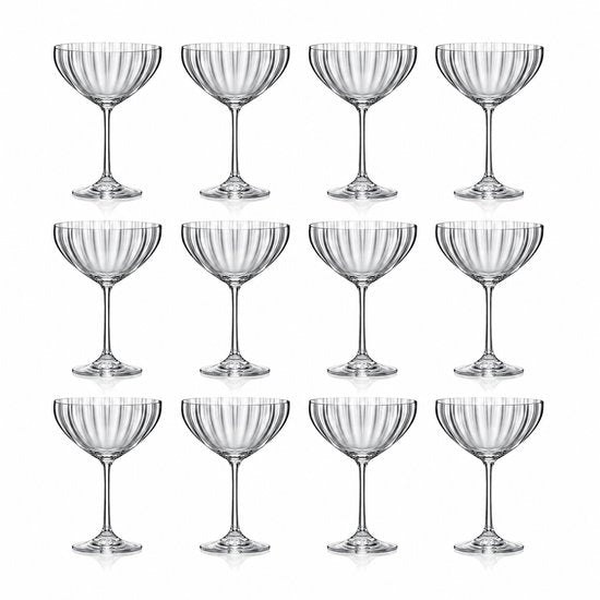 F2D Optic Luxe Champagneglas Coupe – Elegante Kristalglas Glazen – 21 cl – Set van 12 – Ideaal voor Champagne & Mousserende Wijn