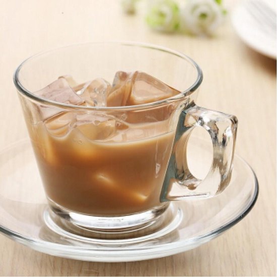 Pasabahce Barista – Kleine Espresso kopjes + Schoteltjes – 80 ml – Set van 6