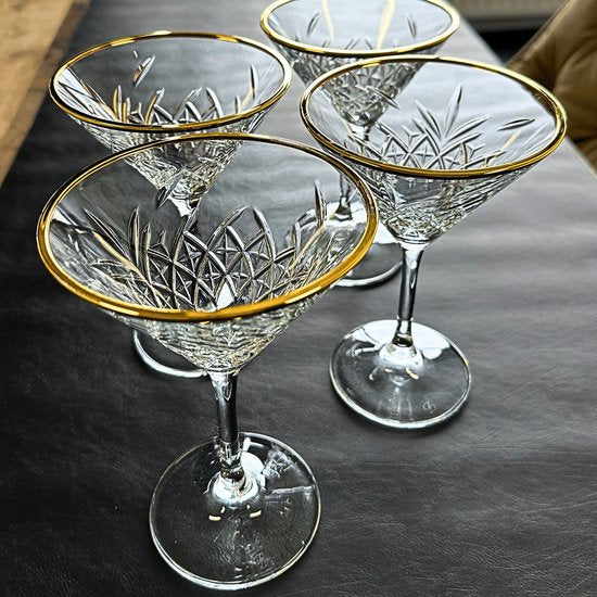 Pasabahce Timeless - Martini Cocktail glazen - 8 stuks - 23 cl - Gouden Rand - Luxe Martini glazen - Bundel - Goud - Pornstar Martini