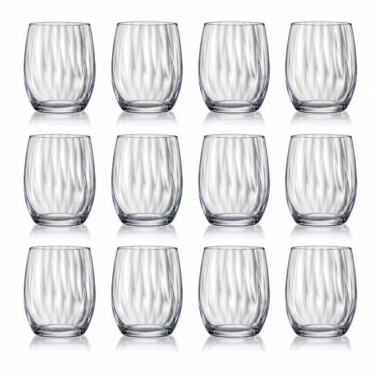 F2D Optic Luxe Drinkglazen – Elegante Kristalglas Glazen – 30 cl – Set van 12 – Voor Water, Frisdrank & Cocktails