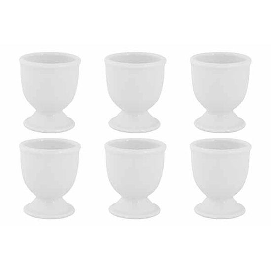 Cosy & Trendy Eierdopje - set van 6x stuks - porselein - wit - 5 x 6 cm - ontbijt - Pasen - gekookte eitjes houder