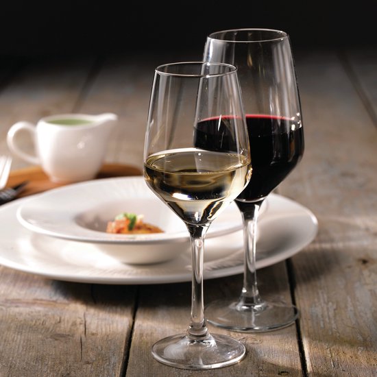 Vicrila wijnglazen Grigio - 6x stuks - voor rode en witte wijn - 250 ml - 19 x 7 cm - transparant - Horeca kwaliteit - Hard glas