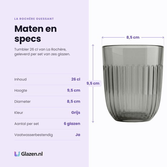 La Rochère Ouessant Tumbler 26 Cl Grijs - 6 Stuks