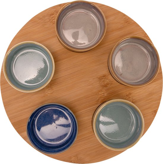 Cosy & Trendy - Serveerplank - bamboe - dia 25 cm - met 5x luxe schaaltjes