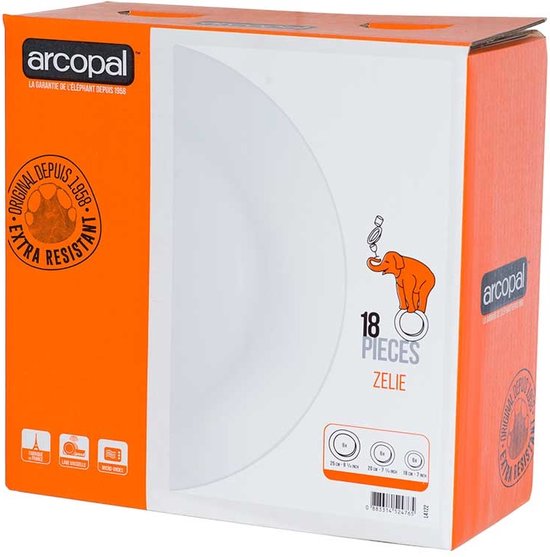 Arcopal Zelie opaalglas - wit - 18-Delig