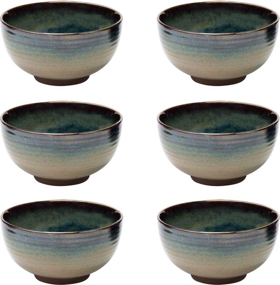 Cosy & Trendy Okarito Lagoon Kommetjes - Zand/Blauw - Ø12x(H)6,8cm ( Set van 6 )