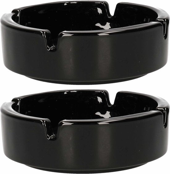 Luminarc Asbak - 2x - D11 cm - zwart - keramiek