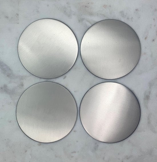 Glasonderzetter zilver Cheers - Metaal - Zilver - 4 Stuks