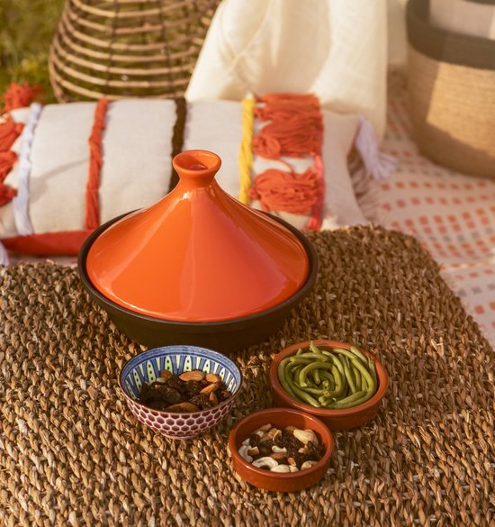 Cosy & Trendy Tajine Zwart / Oranje - Gietijzeren Schaal - Ø25cm - Geschikt voor Inductie