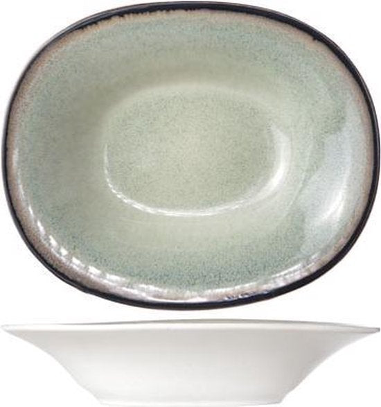Cosy & Trendy Fez Green Diep Bord - Ovaal - 17.5 cm x 21.5 cm - Set-6