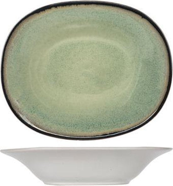Cosy & Trendy Fez Green Diep Bord - Ovaal - 17.5 cm x 21.5 cm - Set-6