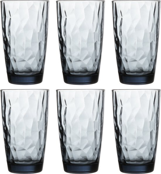 Bormioli Rocco Diamond longdrinkglas - 47 cl - Blauw - Set-6