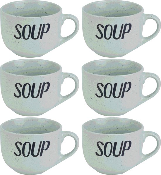 Cosy & Trendy Soepkom - 6x - groen - 11 cm - 510 ml - Soepbeker - kommetje - schaaltje