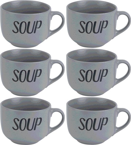 Cosy&Trendy - Soepkommen - Aardewerk - Grijs - 6 Stuks