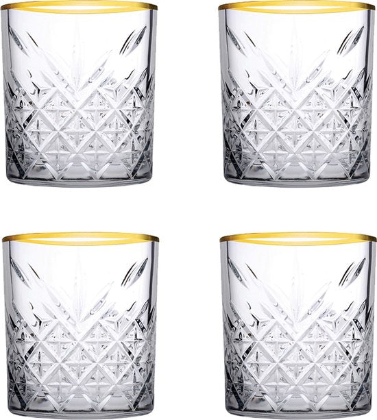 Pasabahce Golden touch met gouden rand Timeless 35.5 cl - Transparant Goud 4 stuk(s)