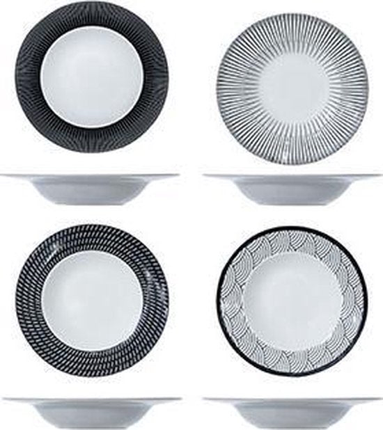 Cosy&Trendy Geo Black pastabord Ø 27,5 cm- Set-4