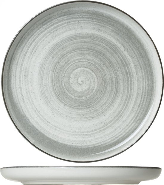 Cosy & Trendy Serviesset 6 personen – Baltic Grey – 18-delig – Bevat Dinerborden, Ontbijtborden & Diepe Borden – Lichtgrijs aardewerk met uniek patroon – Vaatwasser- en Magnetronbestendig – Stapelbaar