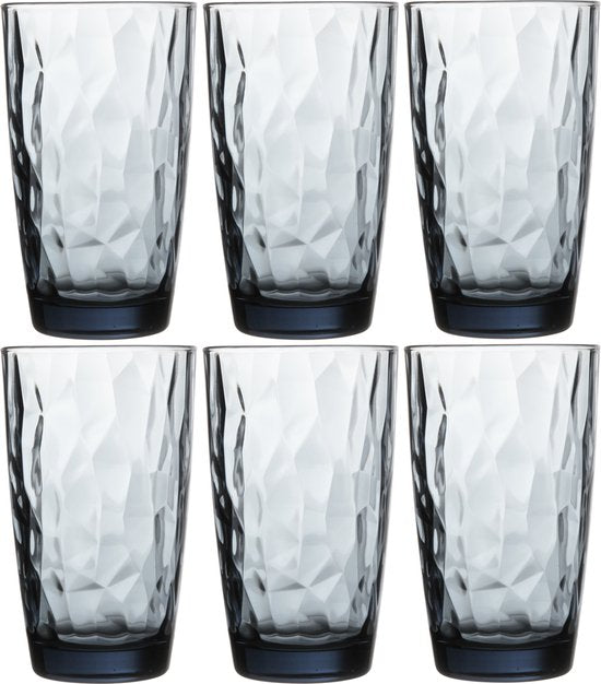 Bormioli Rocco Diamond longdrinkglas - 47 cl - Blauw - Set-6