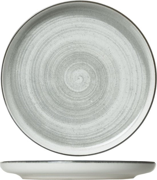 Cosy & Trendy Serviesset 6 personen – Baltic Grey – 18-delig – Bevat Dinerborden, Ontbijtborden & Diepe Borden – Lichtgrijs aardewerk met uniek patroon – Vaatwasser- en Magnetronbestendig – Stapelbaar