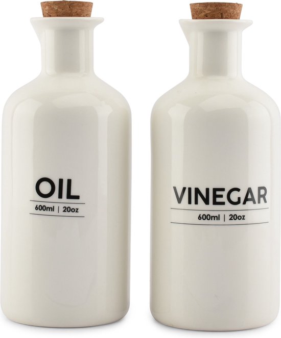 Olie en azijnfles set 60cl wit Cucina