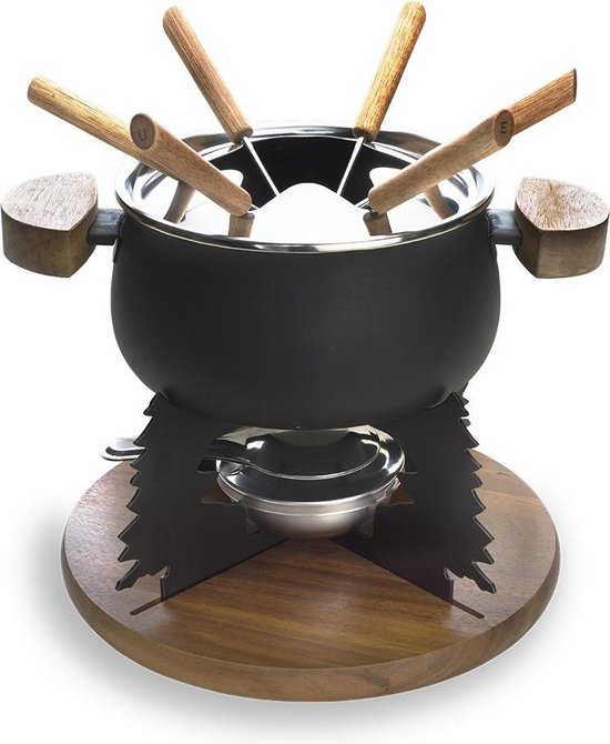 Cosy & Trendy Fondueset - 6 personen - zwart - 2 liter