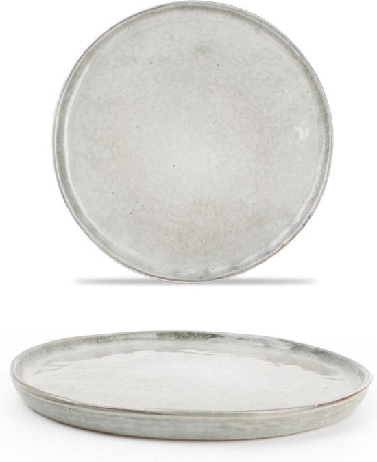 Salt&Pepper Artisan plat Bord - 20 cm - groen met lijnen - 4 stuks