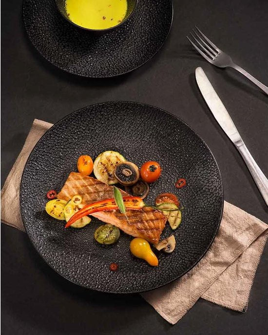 Cosy & Trendy Serviesset Candy Black - 18-delig / 6 personen - 6 dinerborden, 6 ontbijtborden en 6 kommen