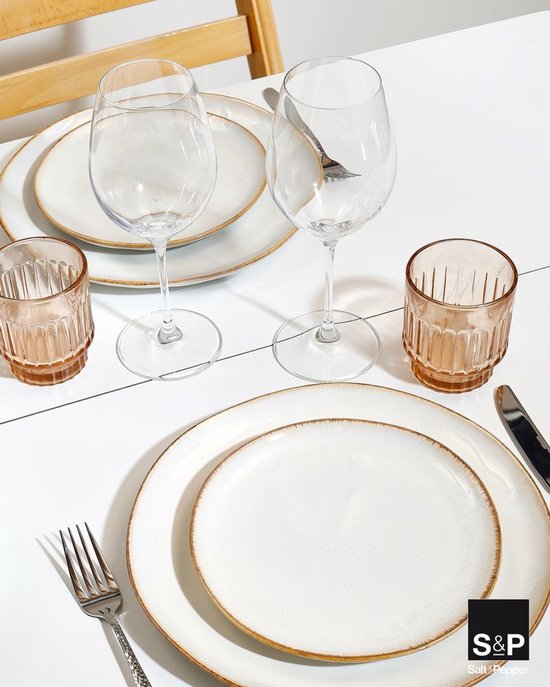 Salt & Pepper Serviesset Artisan Wit 12-delig - Servies Set 4 Personen - Modern Design Aardewerk - Vaatwasser- & Magnetronbestendig