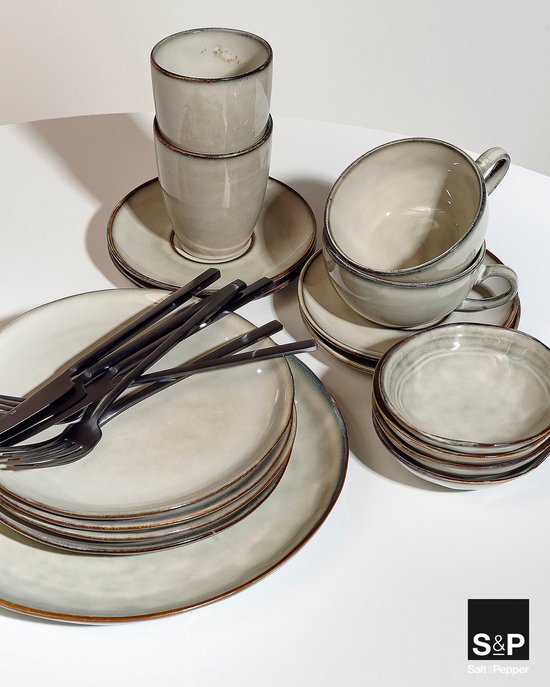 Salt & Pepper Serviesset Artisan Green - 12-delig / 4 personen - 4 dinerborden, 4 ontbijtborden en 4 kommen