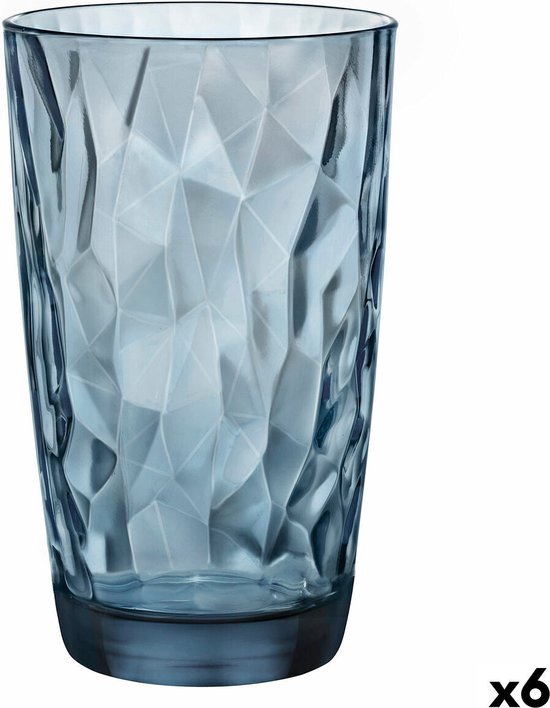 Bormioli Rocco Diamond longdrinkglas - 47 cl - Blauw - Set-6