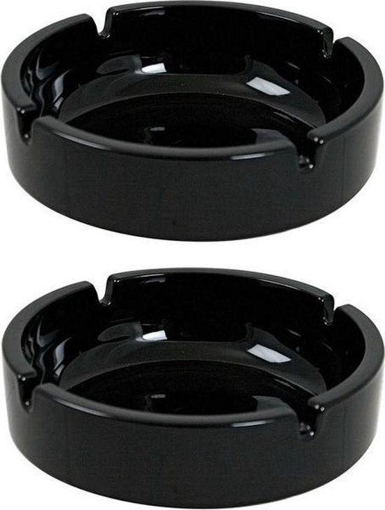 Luminarc Asbak - 2x - D11 cm - zwart - keramiek