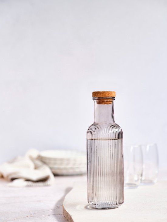 Cosy & Trendy Karaf Raya Grijs 1 Liter Glas - Luchtdichte Kurkstop - Italiaans Design