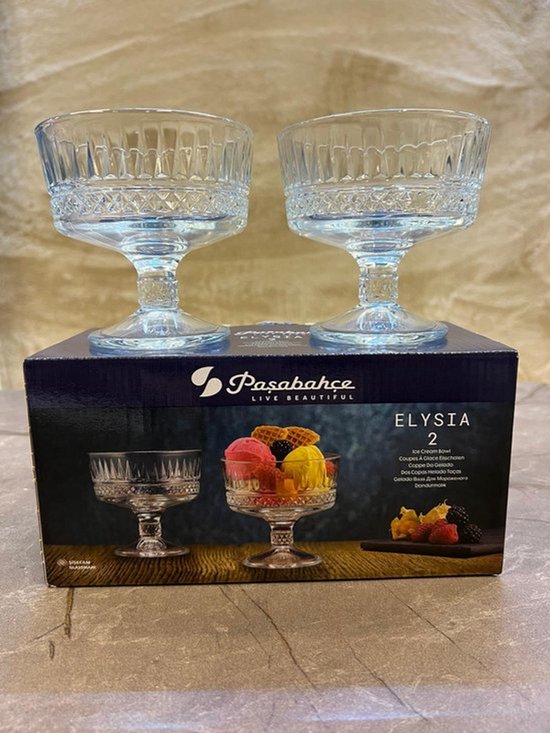 Paşabahçe Elysia - Ijs Schaal - Kristal - Set van 2 stuks - Ijs Coupe- 245 ml