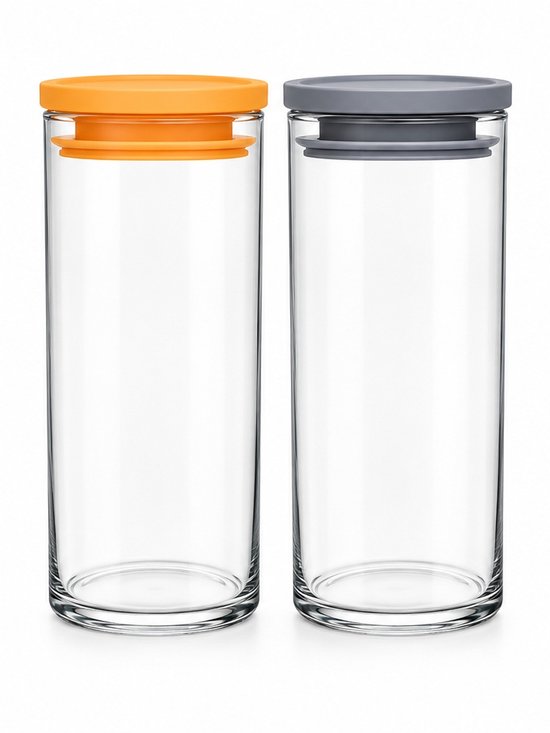 Pasabahce Voorraadpotten – Set van 2 – Glazen Bewaarpotten met Deksel – Voor Pasta, Rijst & Muesli