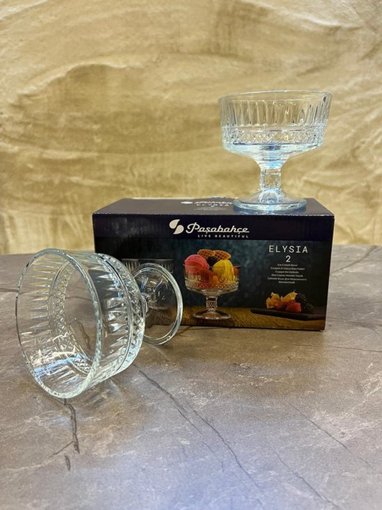 Paşabahçe Elysia - Ijs Schaal - Kristal - Set van 2 stuks - Ijs Coupe- 245 ml