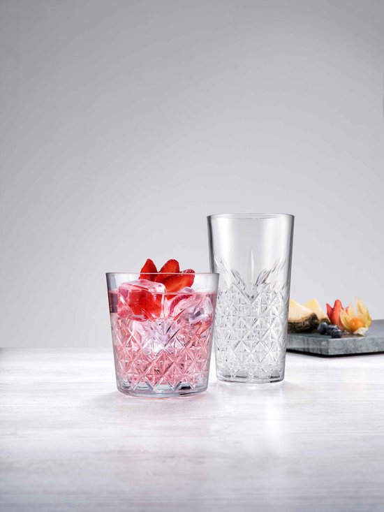 Pasabahce - Stapelbare whisky tumbler glazen - 12x - Timeless serie - transparant - 340 ml