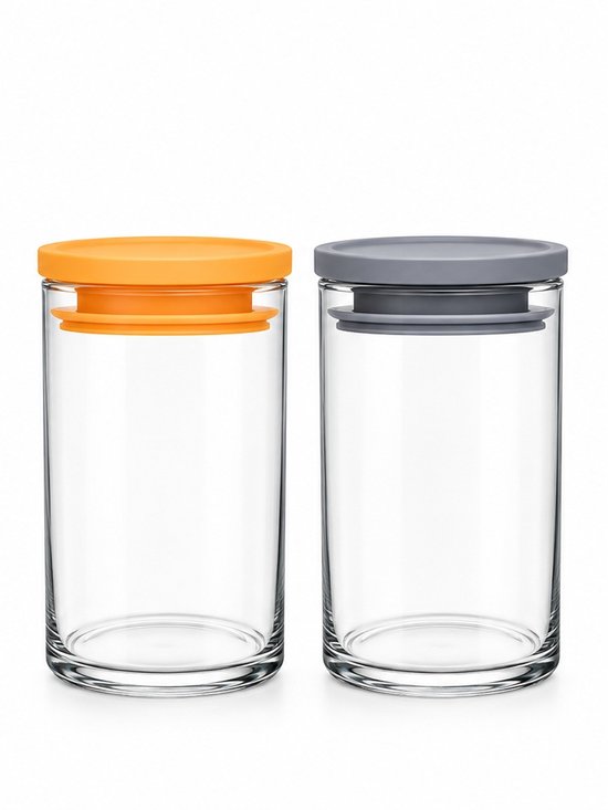 Pasabahce Voorraadpotten – Set van 2 – Glazen Bewaarpotten met Deksel – Voor Noten, Muesli & Koffie