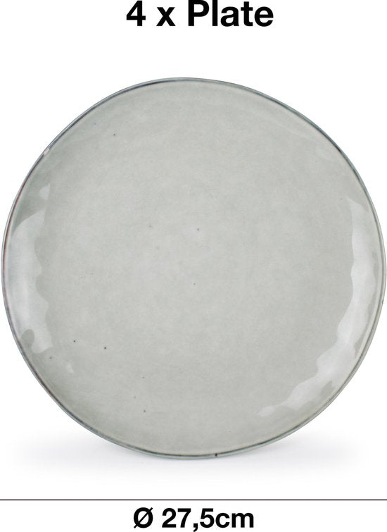 Salt & Pepper Serviesset Artisan Green - 12-delig / 4 personen - 4 dinerborden, 4 ontbijtborden en 4 kommen