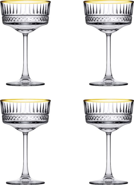 Pasabahce Champagnecoupe Elysia 26 cl - Transparant Goud 4 stuks