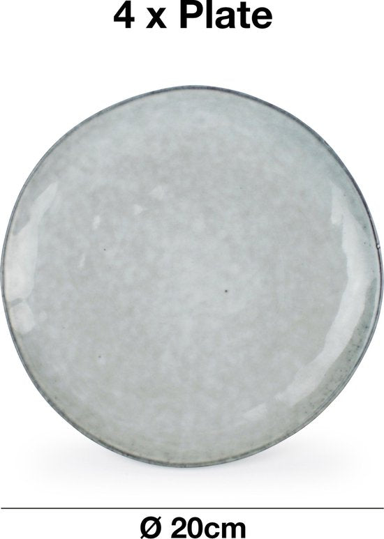 Salt & Pepper Serviesset Artisan Green - 12-delig / 4 personen - 4 dinerborden, 4 ontbijtborden en 4 kommen