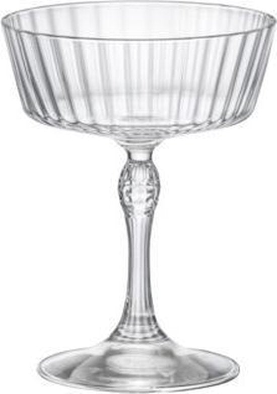 ​Bormioli Rocco Cocktailglazen America 20's - 270 ml - Set van 6 Vintage Cocktailglazen - Kristalhelder Glaswerk - Duurzaam & Vaatwasserbestendig voor Cocktails en Mixdranken​