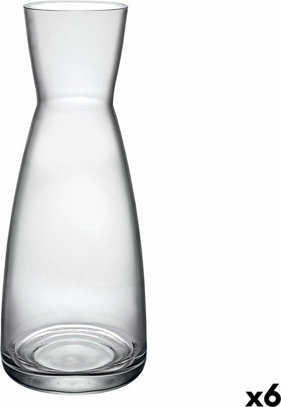 Set van 6 Bormioli Rocco Karaffen - 1L - Glas - Hoogwaardig Glazen Schenkflessen voor Drankjes en Sap