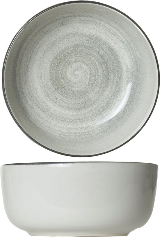 Cosy & Trendy Serviesset 6 personen – Baltic Grey – 18-delig – Bevat Dinerborden, Ontbijtborden & Diepe Borden – Lichtgrijs aardewerk met uniek patroon – Vaatwasser- en Magnetronbestendig – Stapelbaar