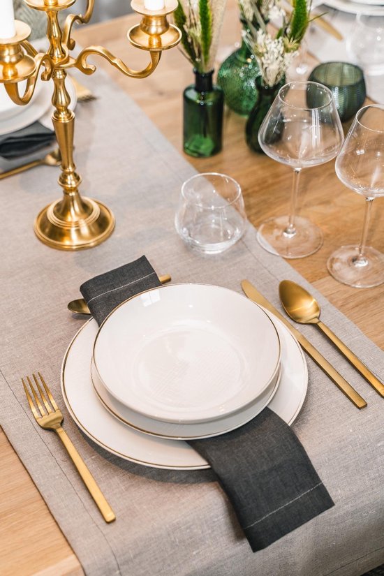 Cosy & Trendy Alina - serviesset 6 persoons - 18 delig - met gratis Table Style zomers droogbloemen boeket
