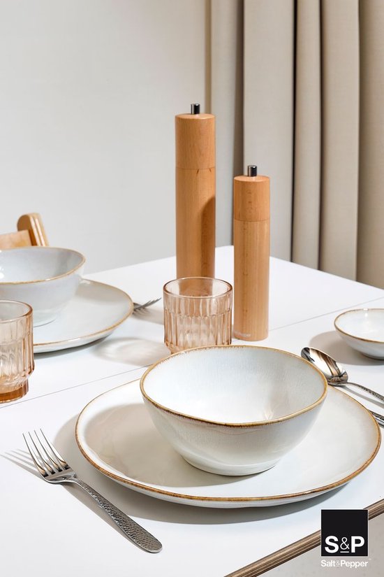 Salt & Pepper Serviesset Artisan Wit 12-delig - Servies Set 4 Personen - Modern Design Aardewerk - Vaatwasser- & Magnetronbestendig