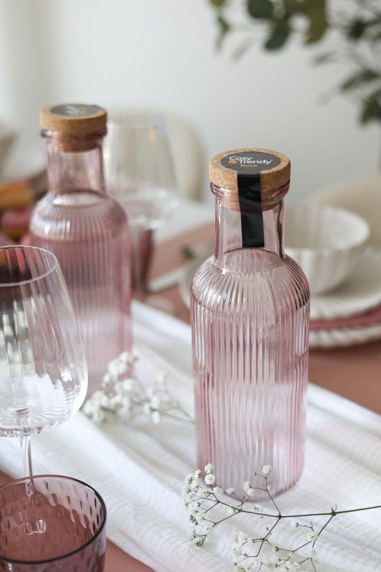 Cosy & Trendy Karaf Raya Roze 1 Liter Glas - Luchtdichte Kurk