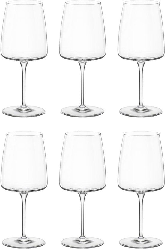 ​Bormioli Rocco Rode Wijnglazen Nexo - 540 ml - Set van 6 Wijnglazen / Bordeauxglazen - Kristalhelder en Duurzaam Kristalglas - Vaatwasserbestendig - Versterkt de Geur-, Kleur- en Smaakbeleving van Rode Wijn ​